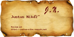 Justus Niké névjegykártya